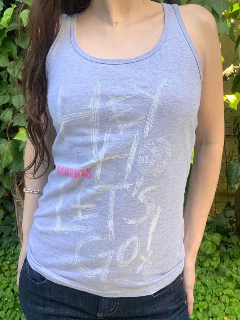 Women’s Light Gray Ramones Let’s Go Tank Top - Casual Scoop Neck